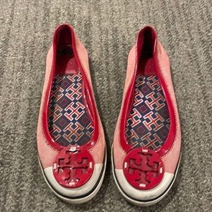 Tory Burch Leather and Canvas Sneakers Sz 9